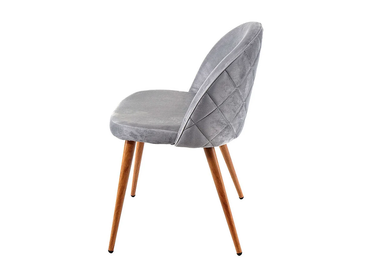 2x chaise de salle à manger HWC-D53, fauteuil, style rétro années 50, en velours - gris clair