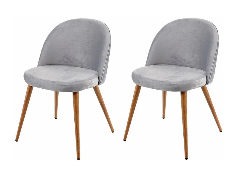 2x chaise de salle à manger HWC-D53, fauteuil, style rétro années 50, en velours - gris clair