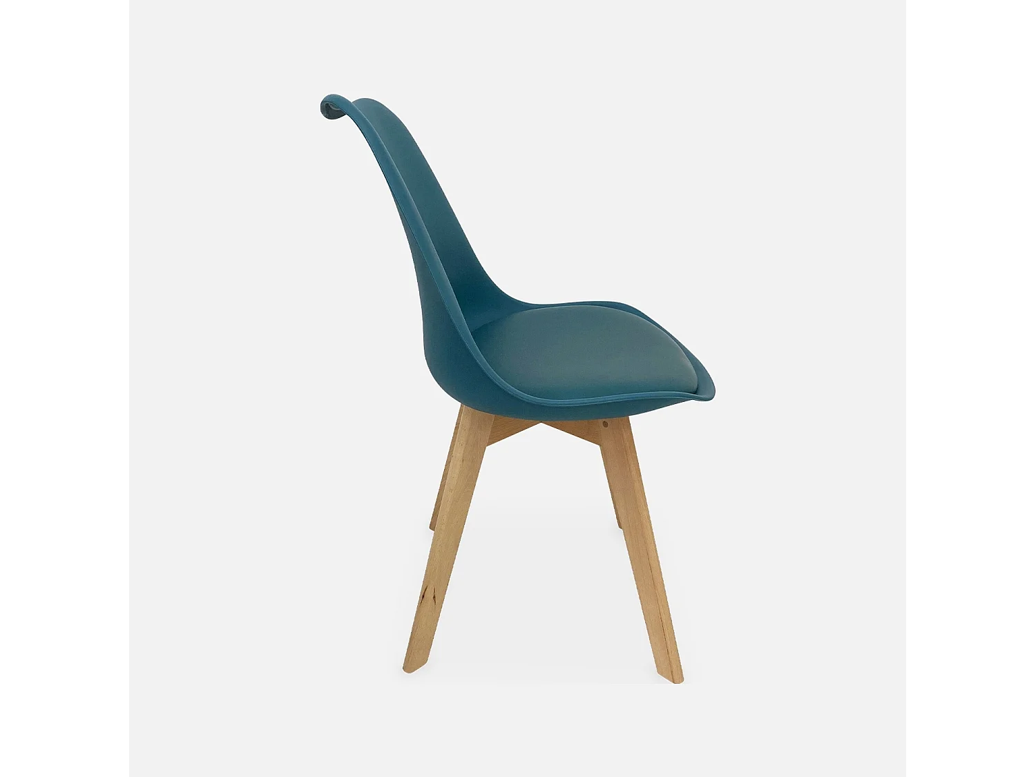 Lot de 6 chaises scandinaves. pieds bois de hêtre. chaises 1 place. bleu canard