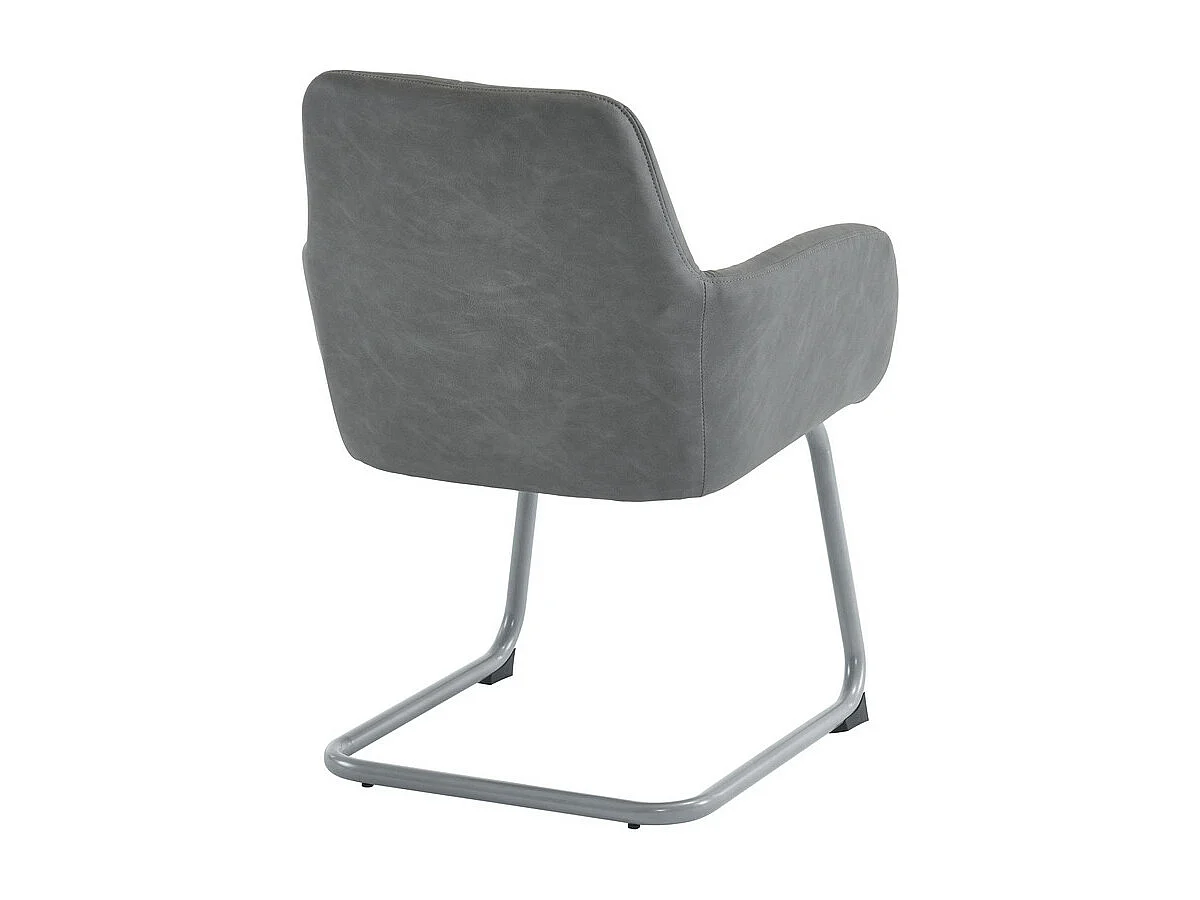 Set van 4 sledestoelen bekleed met kunstleer - met metalen poten - Grijs