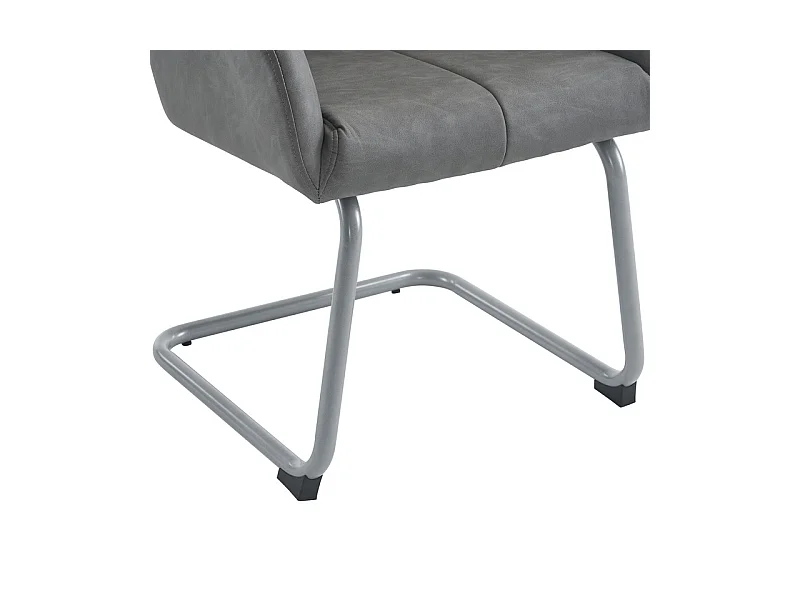 Set aus 6 Freischwingern mit Kunstlederbezug – mit Metallbeinen – Grau