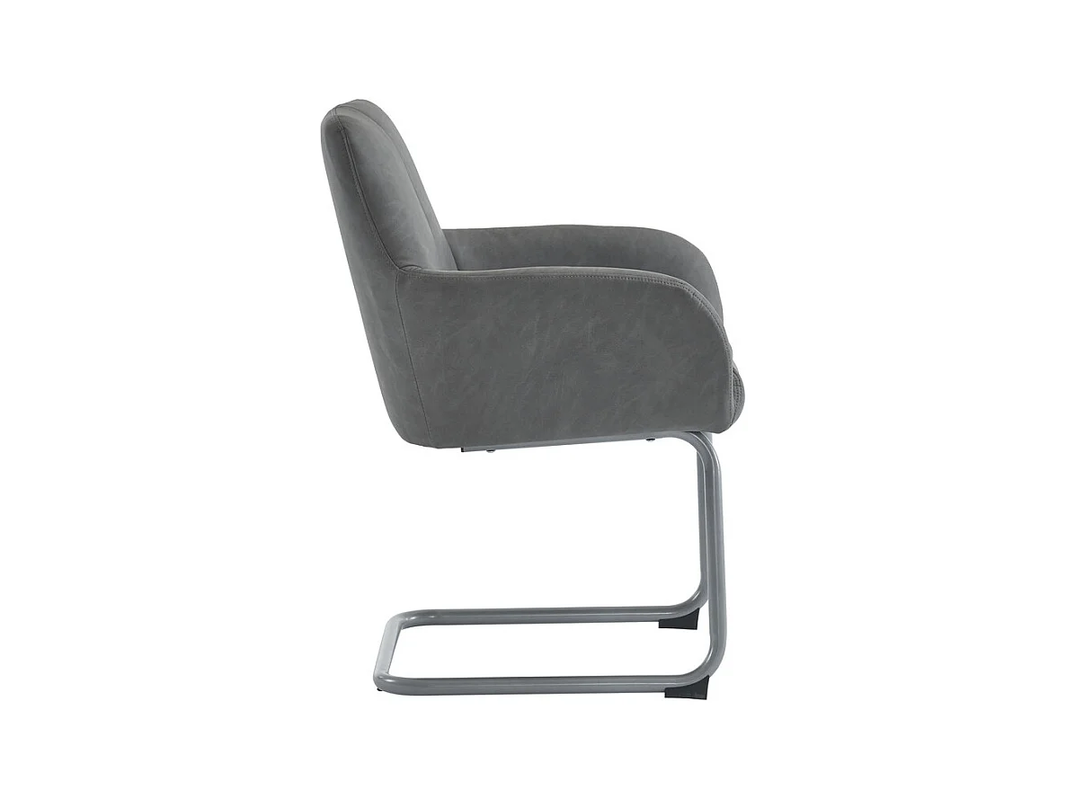 Lot de 6 Chaises cantilever recouvertes de similicuir - avec pieds en métal - Gris