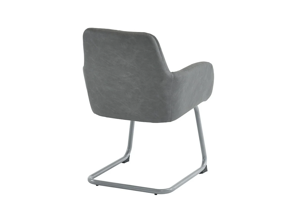 Lot de 6 Chaises cantilever recouvertes de similicuir - avec pieds en métal - Gris