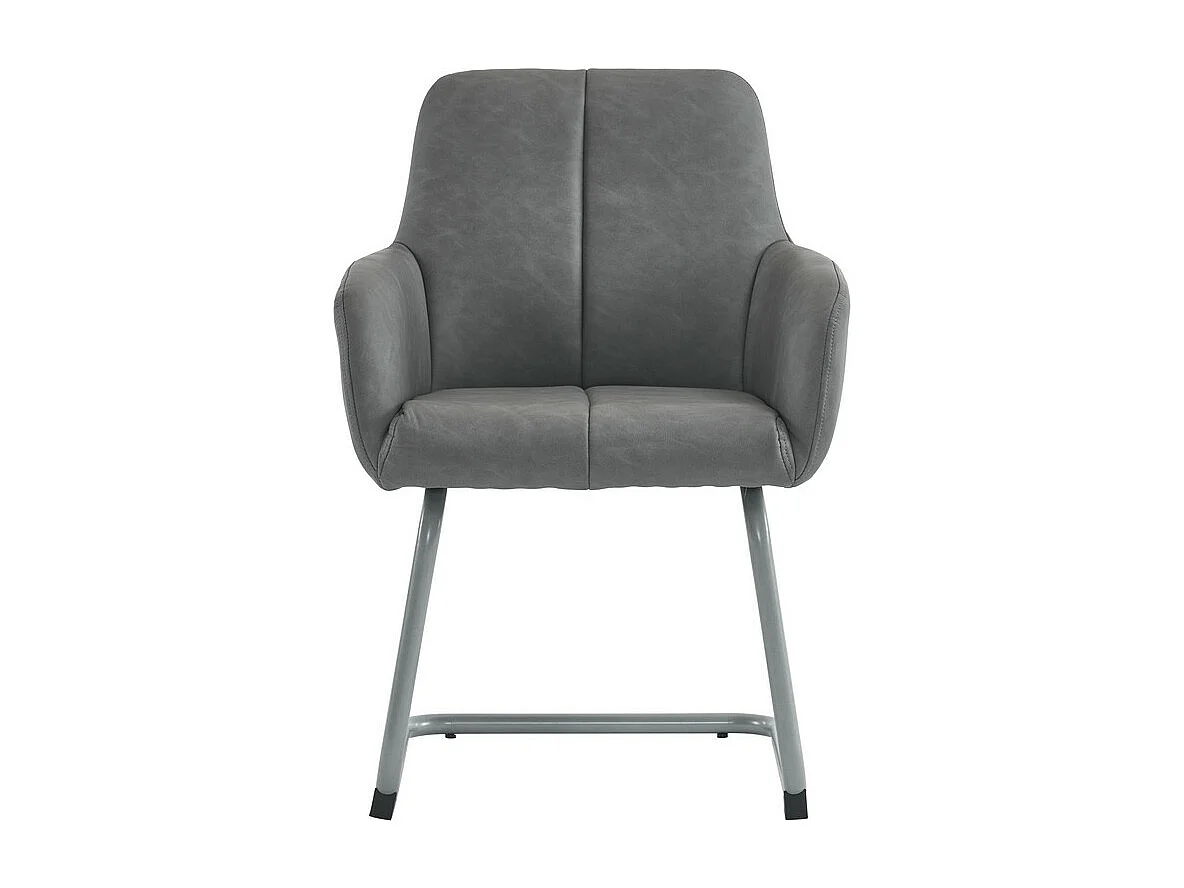 Set van 6 sledestoelen bekleed met kunstleer - met metalen poten - Grijs