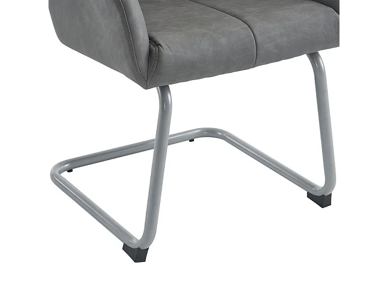 Set di 2 sedie cantilever rivestite in ecopelle - con gambe in metallo - Grigio