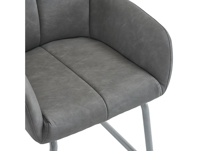 Lot de 2 Chaises cantilever recouvertes de similicuir - avec pieds en métal - Gris