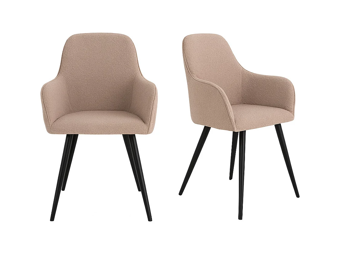 Sedia da pranzo Harbo bouclé beige.