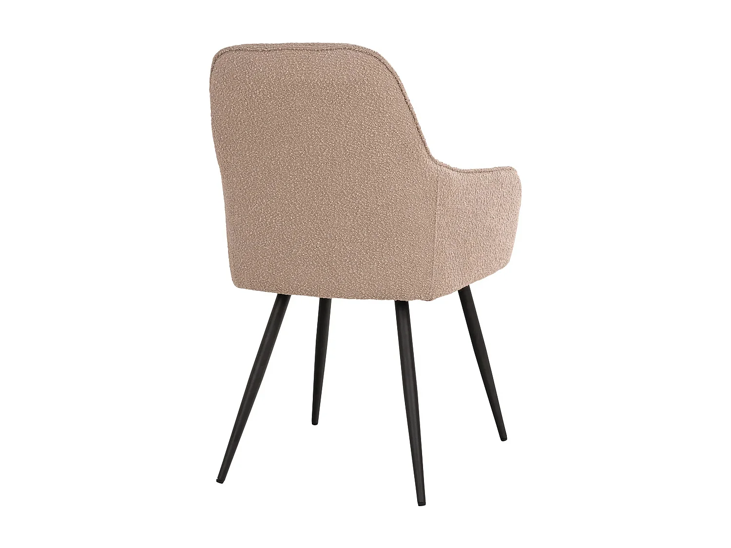 Lot de 2 chaises de salle à manger KARU – Tissu bouclette et pieds métal noir-Beige clair