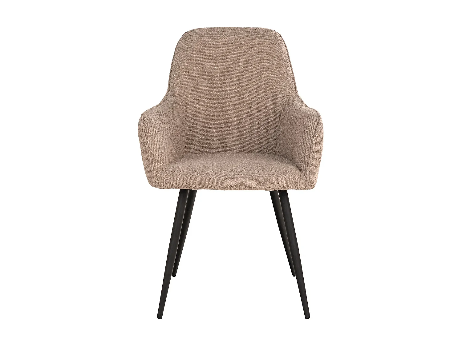 Lot de 2 chaises de salle à manger KARU – Tissu bouclette et pieds métal noir-Beige clair