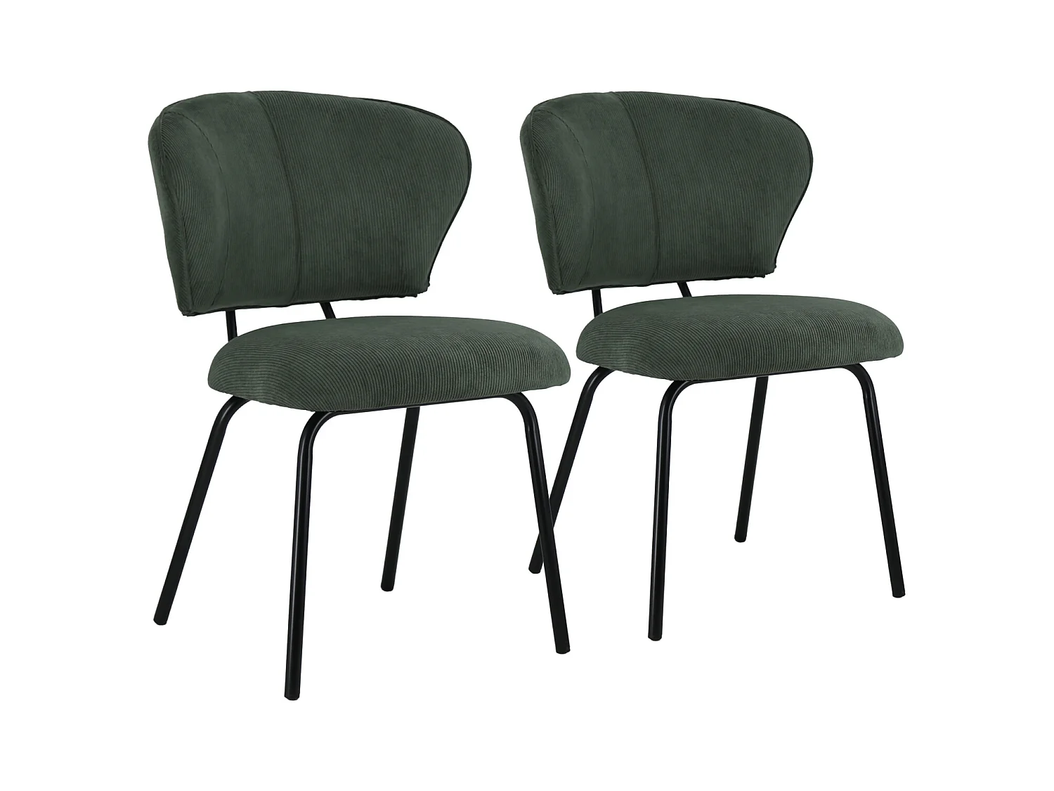 Lot de 2 chaises en velours côtelé vertes NILSA - HAPPY GARDEN