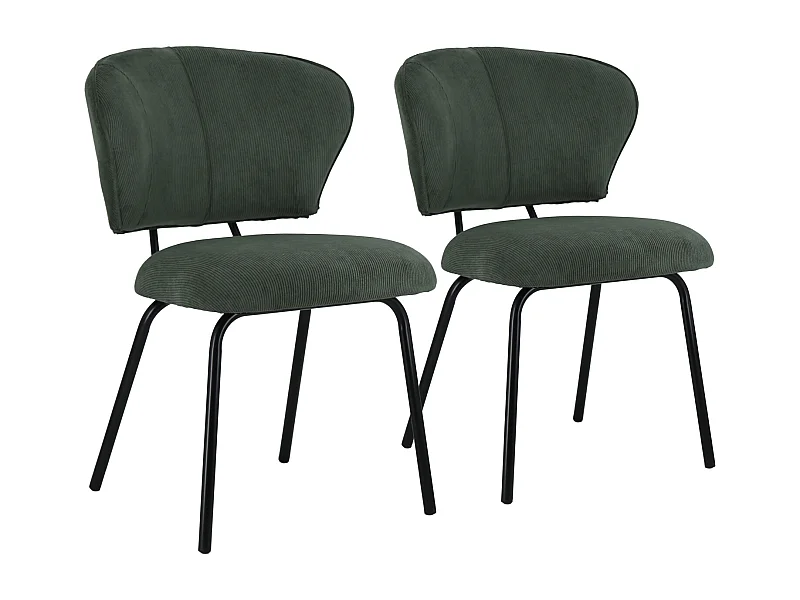 Set van 2 NILSA groene ribfluwelen stoelen