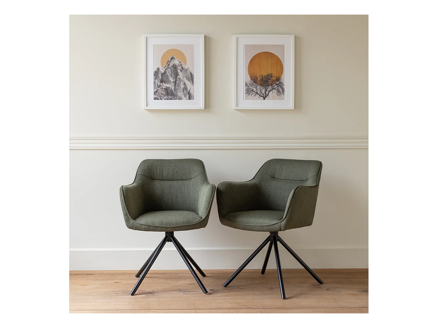 Set van 2 groene stoffen stoelen DANNA