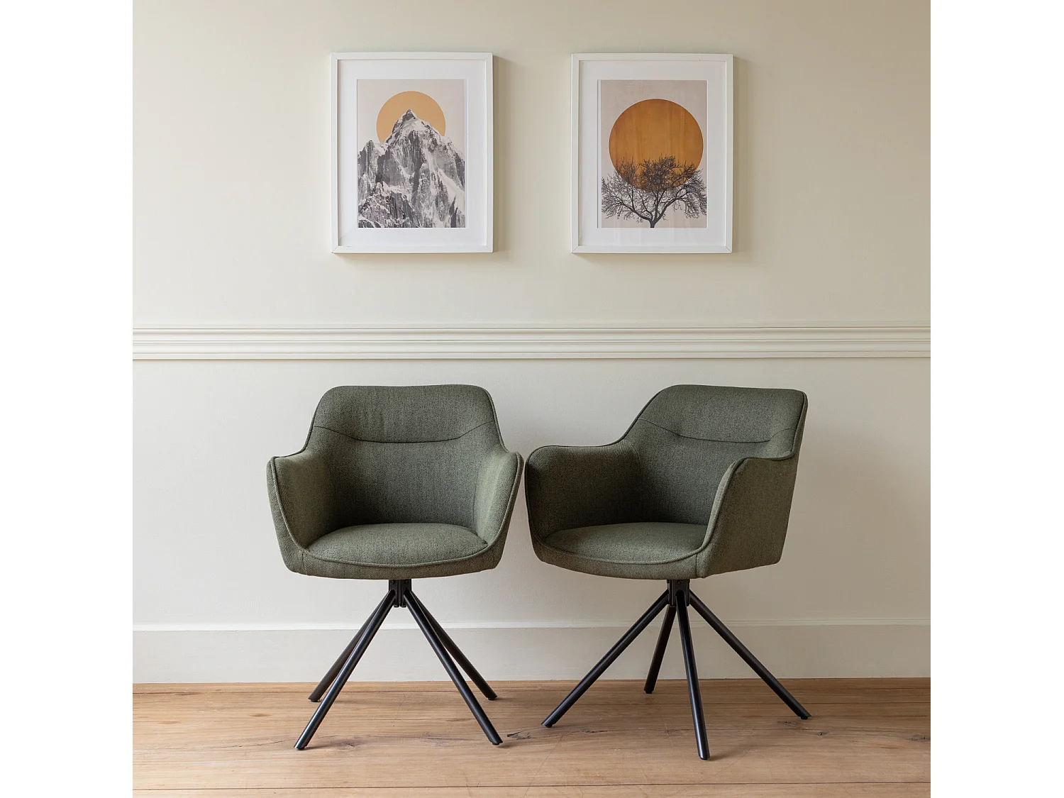 Lot de 2 chaises en tissu vert DANNA - HAPPY GARDEN