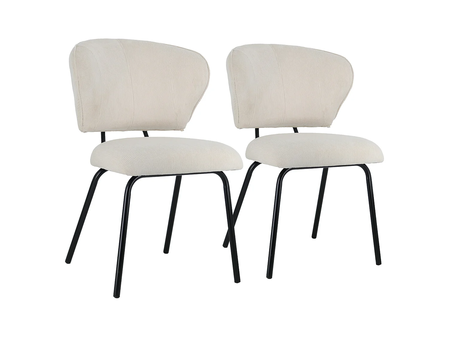 Lot de 2 chaises en velours côtelé beige NILSA - HAPPY GARDEN