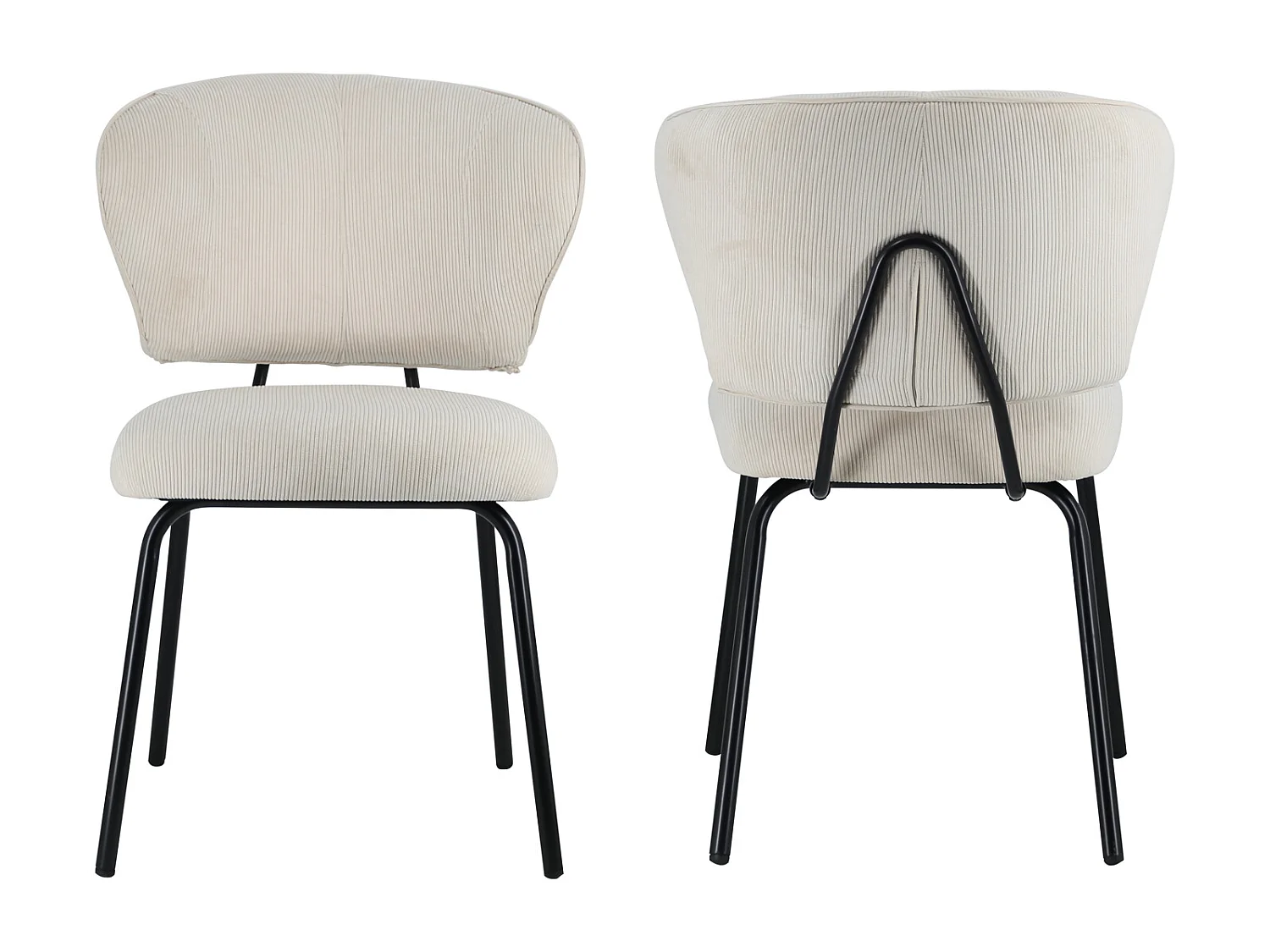 2er Set Stühlen aus Cord beige NILSA