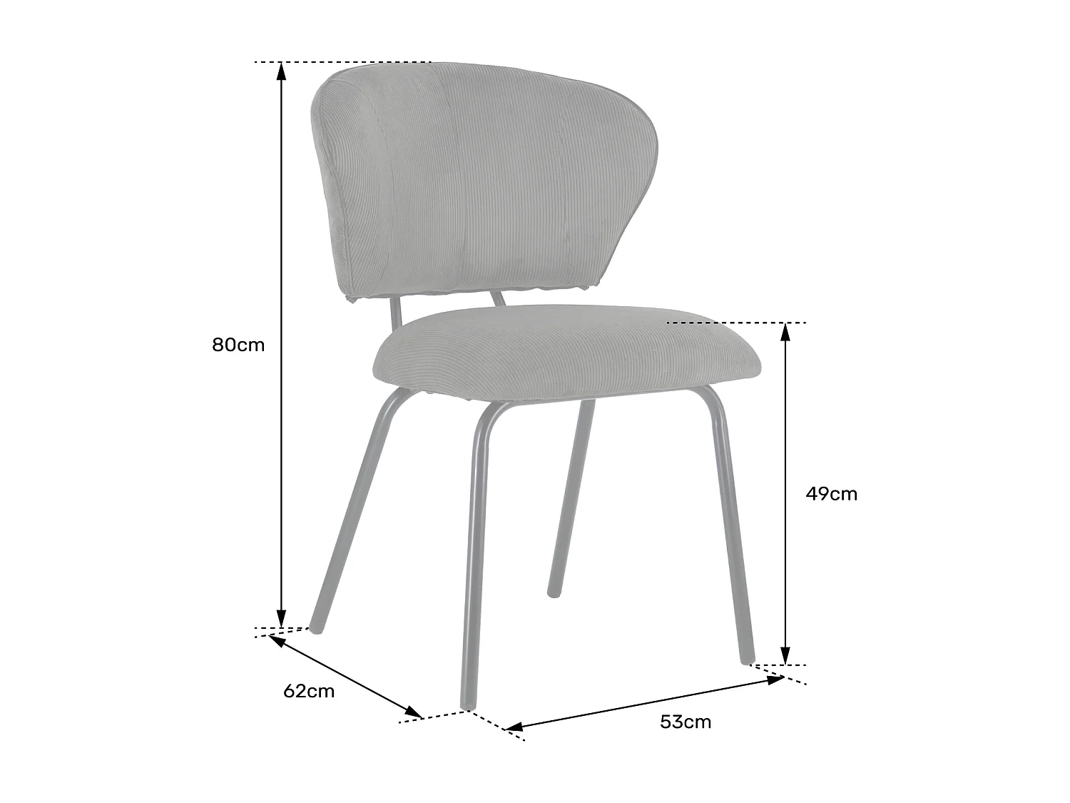 Set van 2 NILSA beige ribfluwelen stoelen