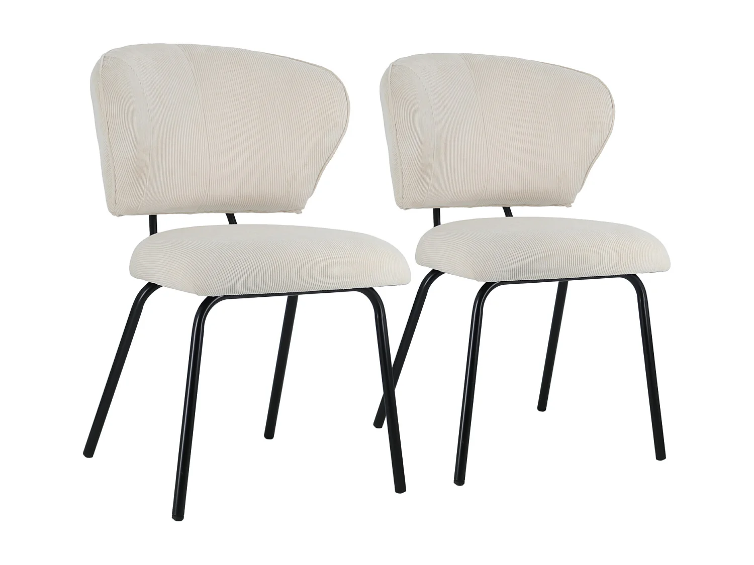 Lot de 2 chaises en velours côtelé beige NILSA - HAPPY GARDEN