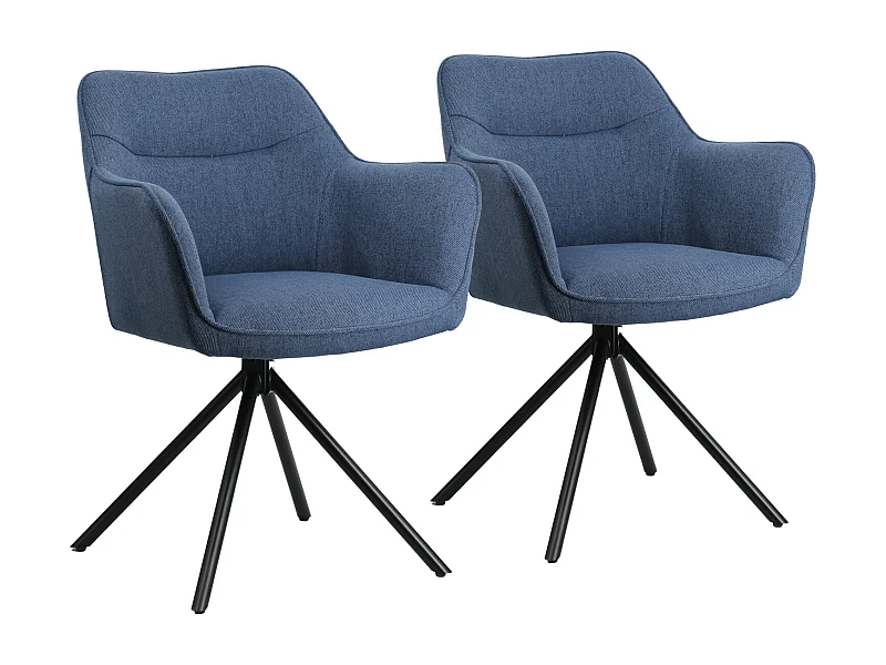 2er Set blauen Stoffstühlen DANNA