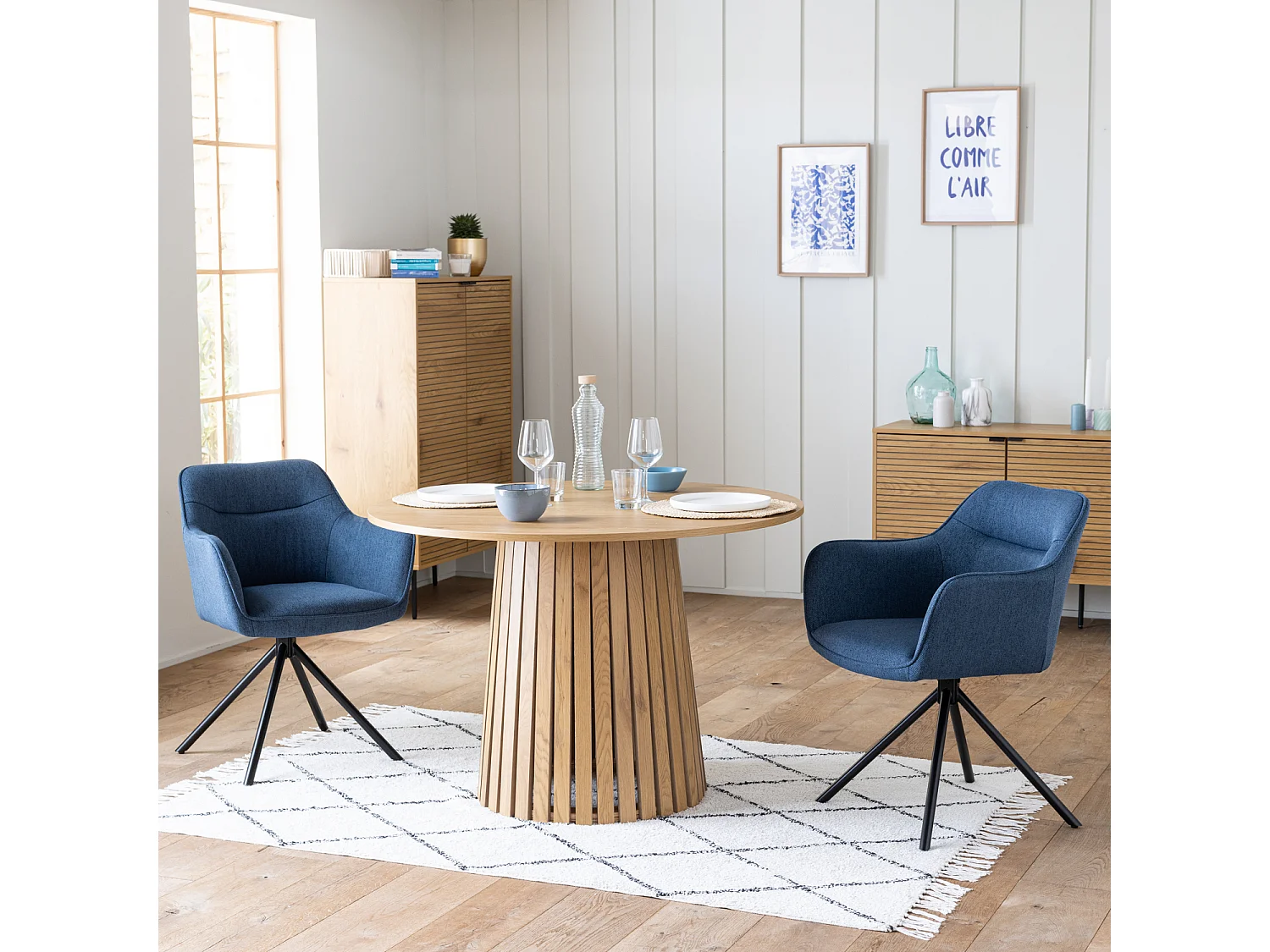 2er Set blauen Stoffstühlen DANNA