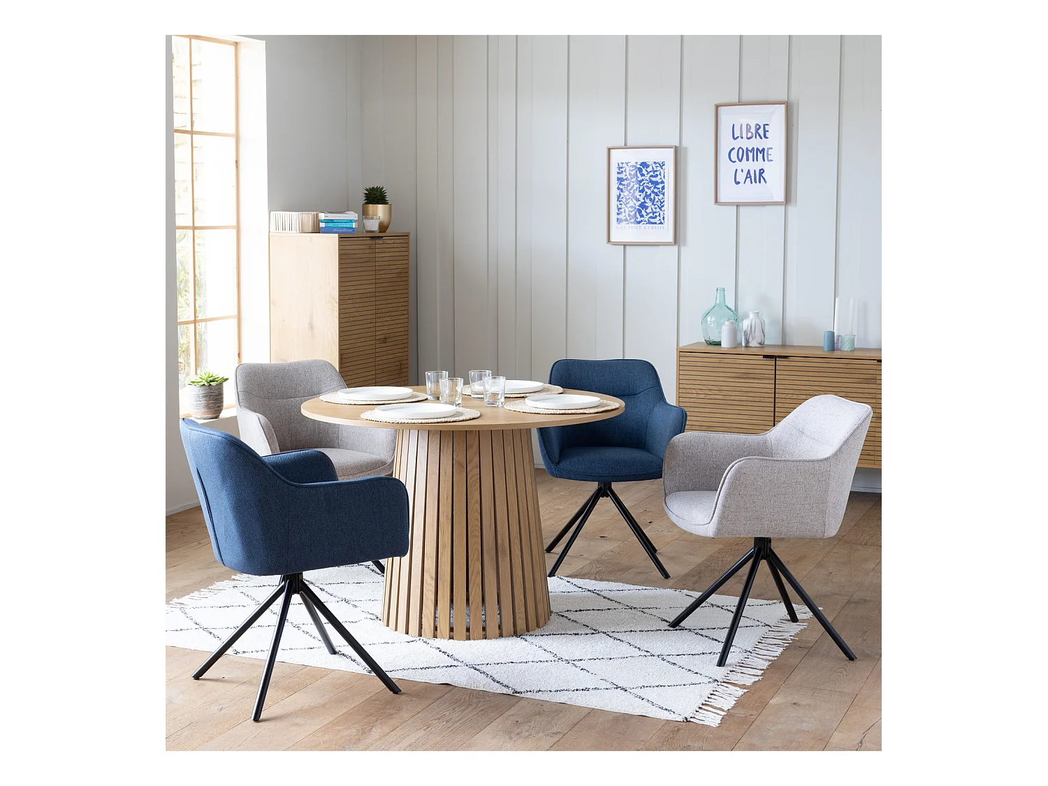 Lot de 2 chaises en tissu bleu DANNA - HAPPY GARDEN