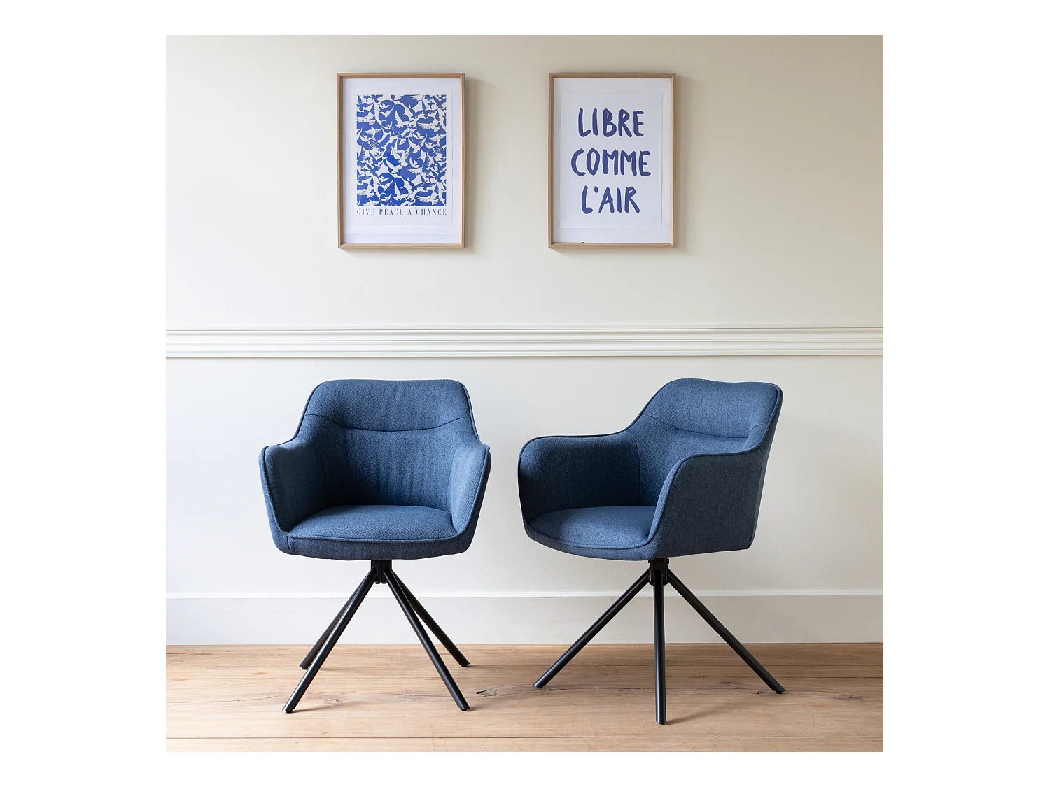 Lot de 2 chaises en tissu bleu DANNA - HAPPY GARDEN