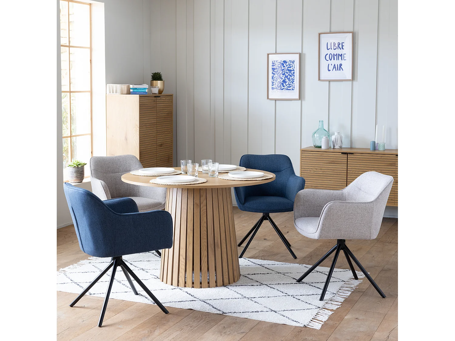 Lot de 2 chaises en tissu bleu DANNA - HAPPY GARDEN