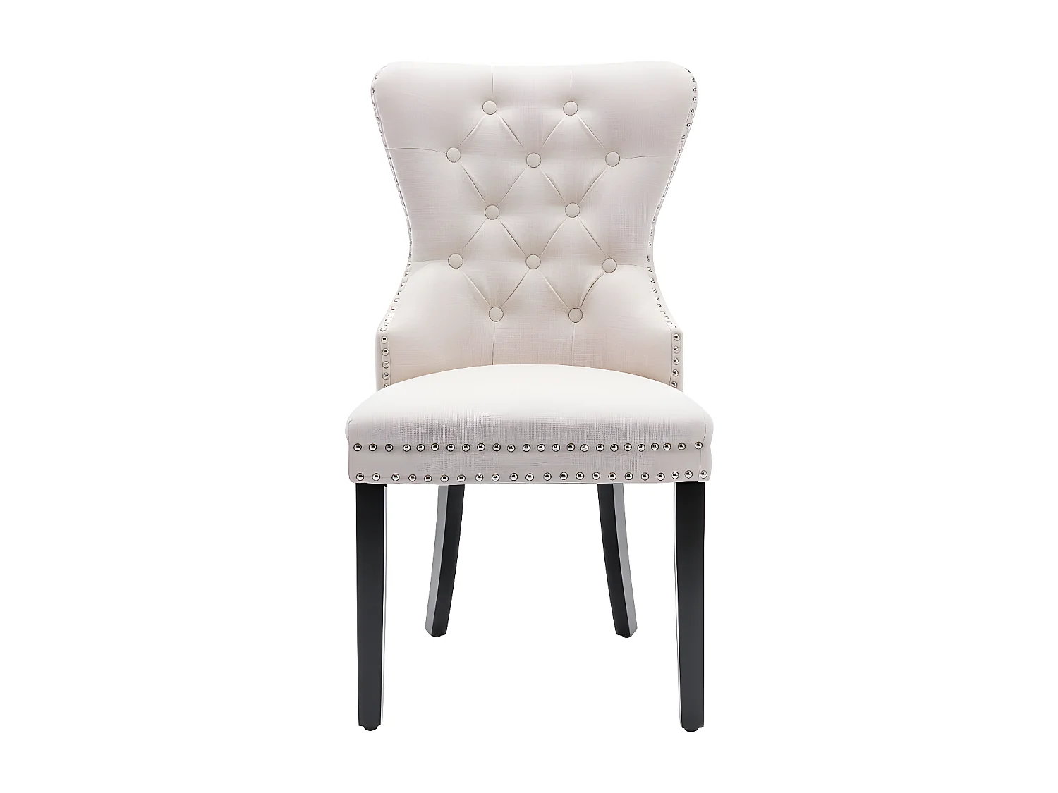 Lot de 6 Chaises scandinaves - tissu en lin - avec pieds en chêne - Beige