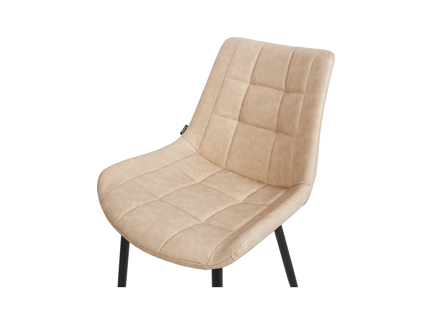 Esszimmerstuhl 2er Set Kunstleder beige mit Metallgestell schwarz Retro Melrose II