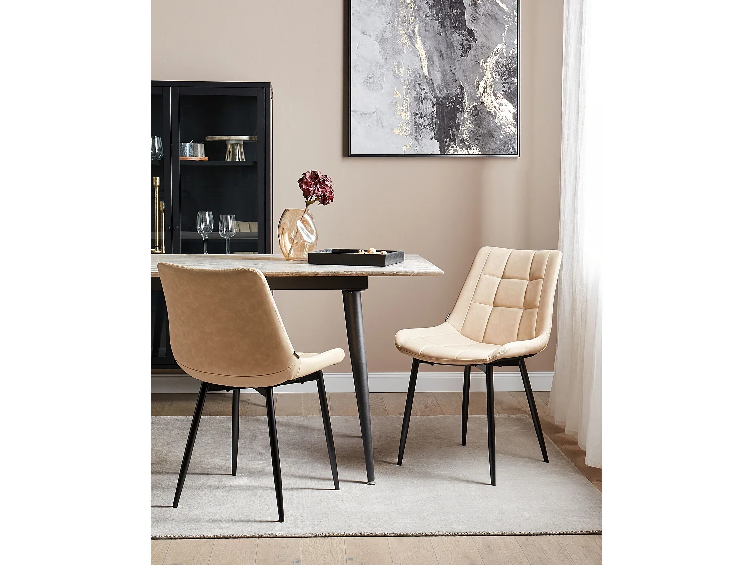 Set van 2 eetkamerstoelen MELROSE II Kunstleer Beige