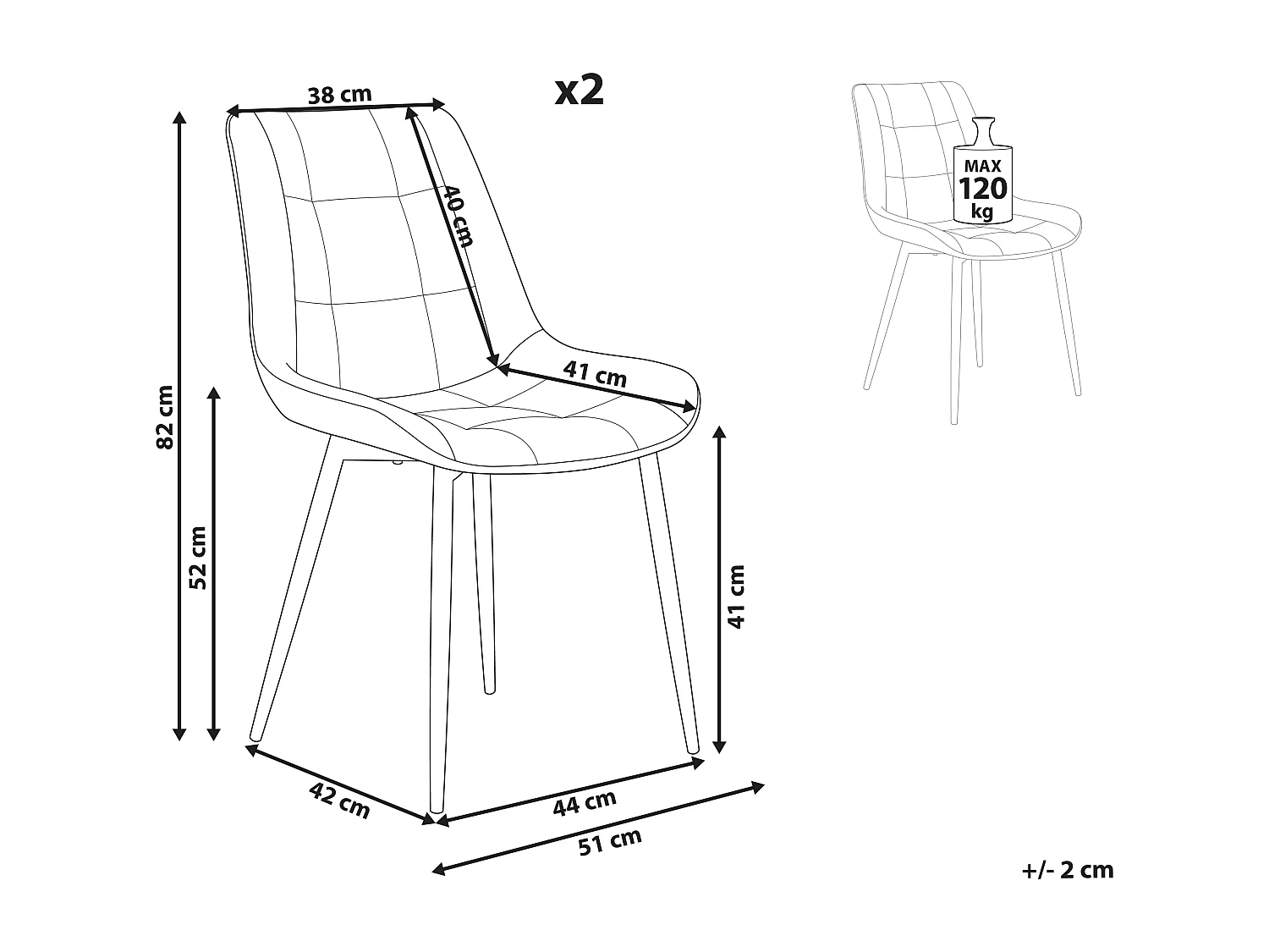 Set van 2 eetkamerstoelen MELROSE II Kunstleer Beige