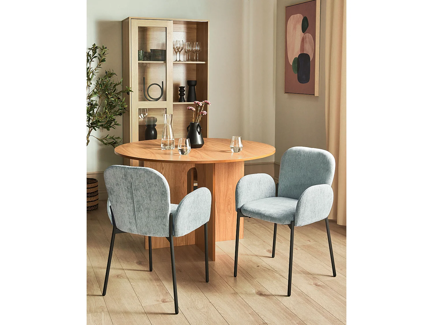 Lot de 2 chaises de salle à manger ALBEE Vert menthe