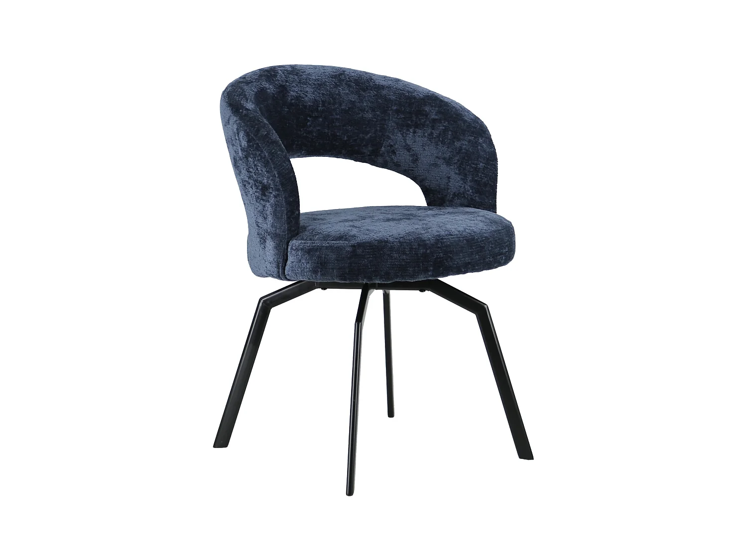 Donkerblauwe chenille stoel EHBA