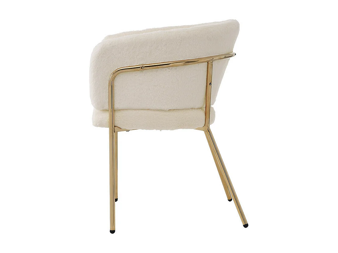 Lot de 2 Chaises longues pour salle à manger，salon ou chambre - en simili duvet de lapin - avec 4 pieds dorés en métal - Beige