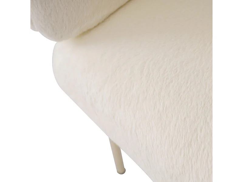 Lot de 2 Chaises longues pour salle à manger，salon ou chambre - en simili duvet de lapin - avec 4 pieds dorés en métal - Beige