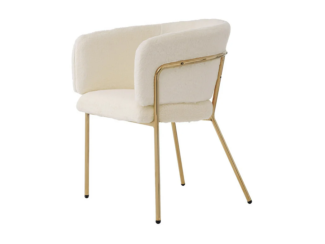 Set di 6 Poltrone lounge per sala da pranzo, soggiorno o camera da letto - in finta piuma di coniglio - con 4 gambe in metallo dorato - Beige