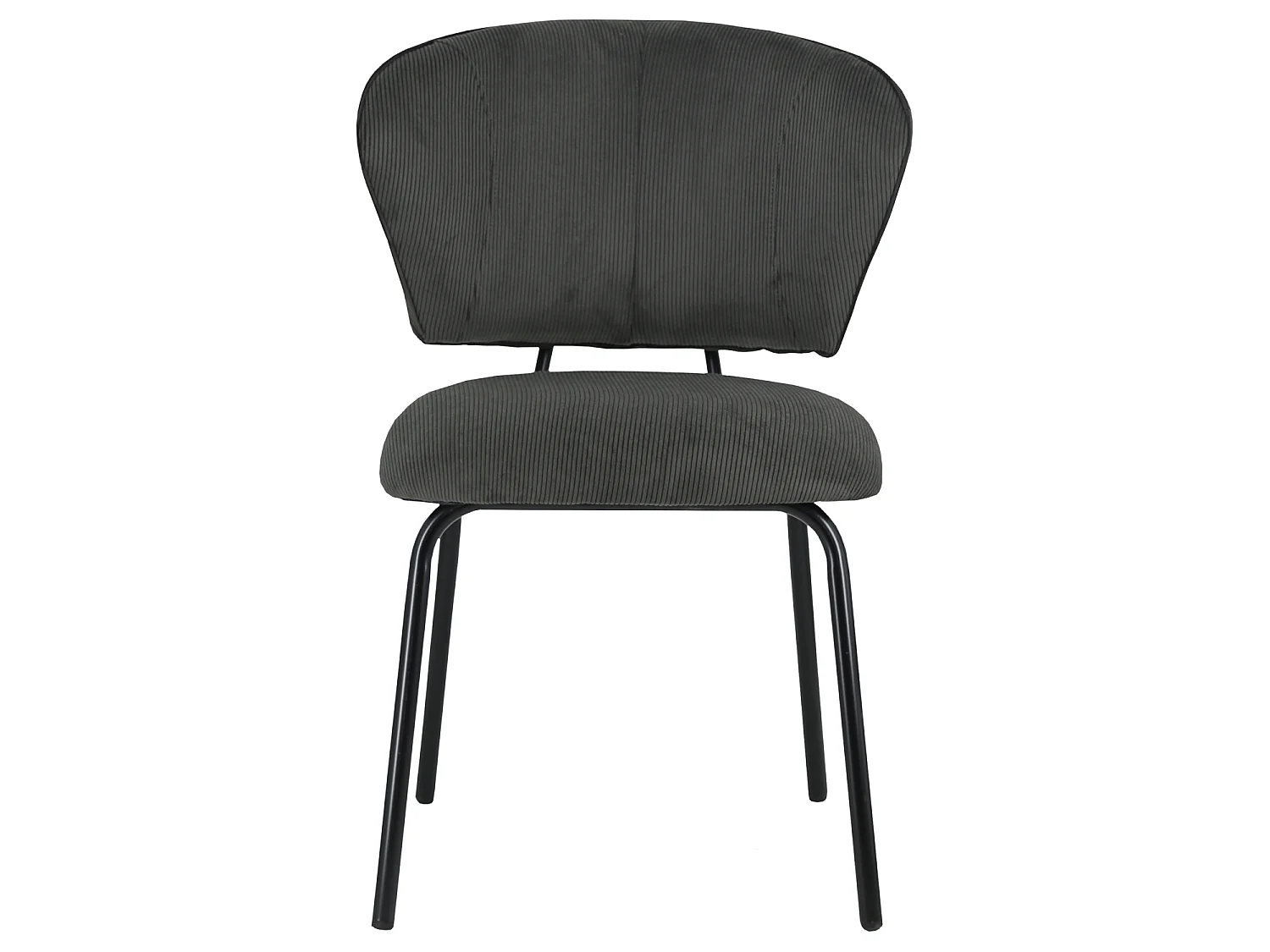 Lot de 2 chaises en velours côtelé gris foncé NILSA - HAPPY GARDEN
