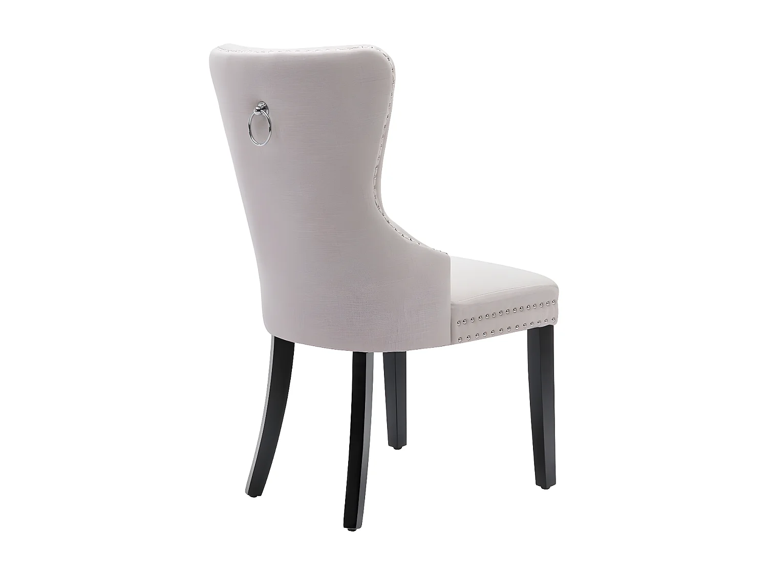 Set van 4 Scandinavische stoelen - linnen stof - met eiken poten - Beige