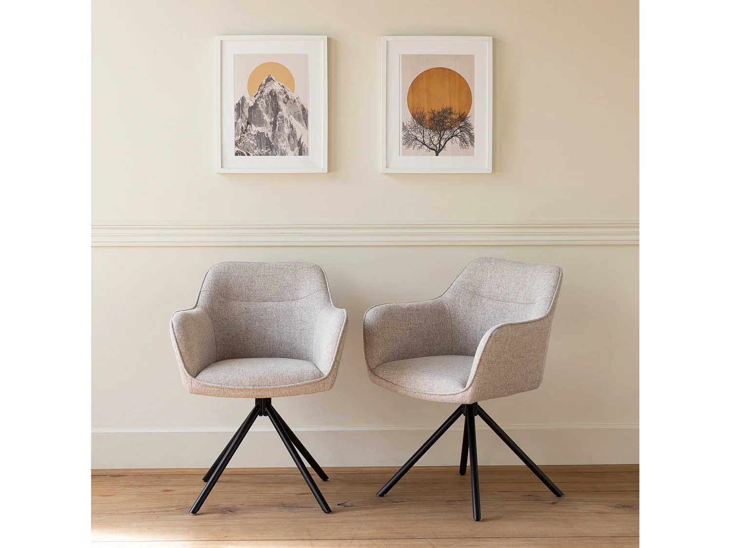 Lot de 2 chaises en tissu gris DANNA - HAPPY GARDEN