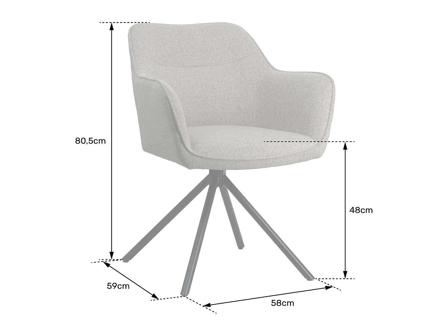 Lot de 2 chaises en tissu gris DANNA - HAPPY GARDEN