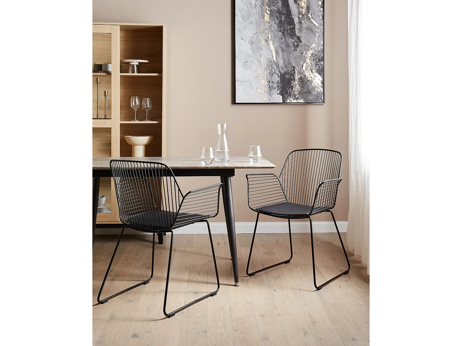 Set van 2 eetkamerstoelen APPLETON Metaal Zwart