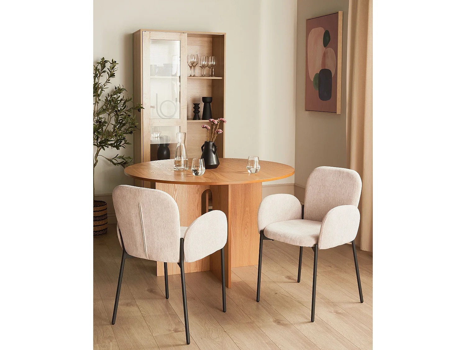 Lot de 2 chaises de salle à manger ALBEE Beige