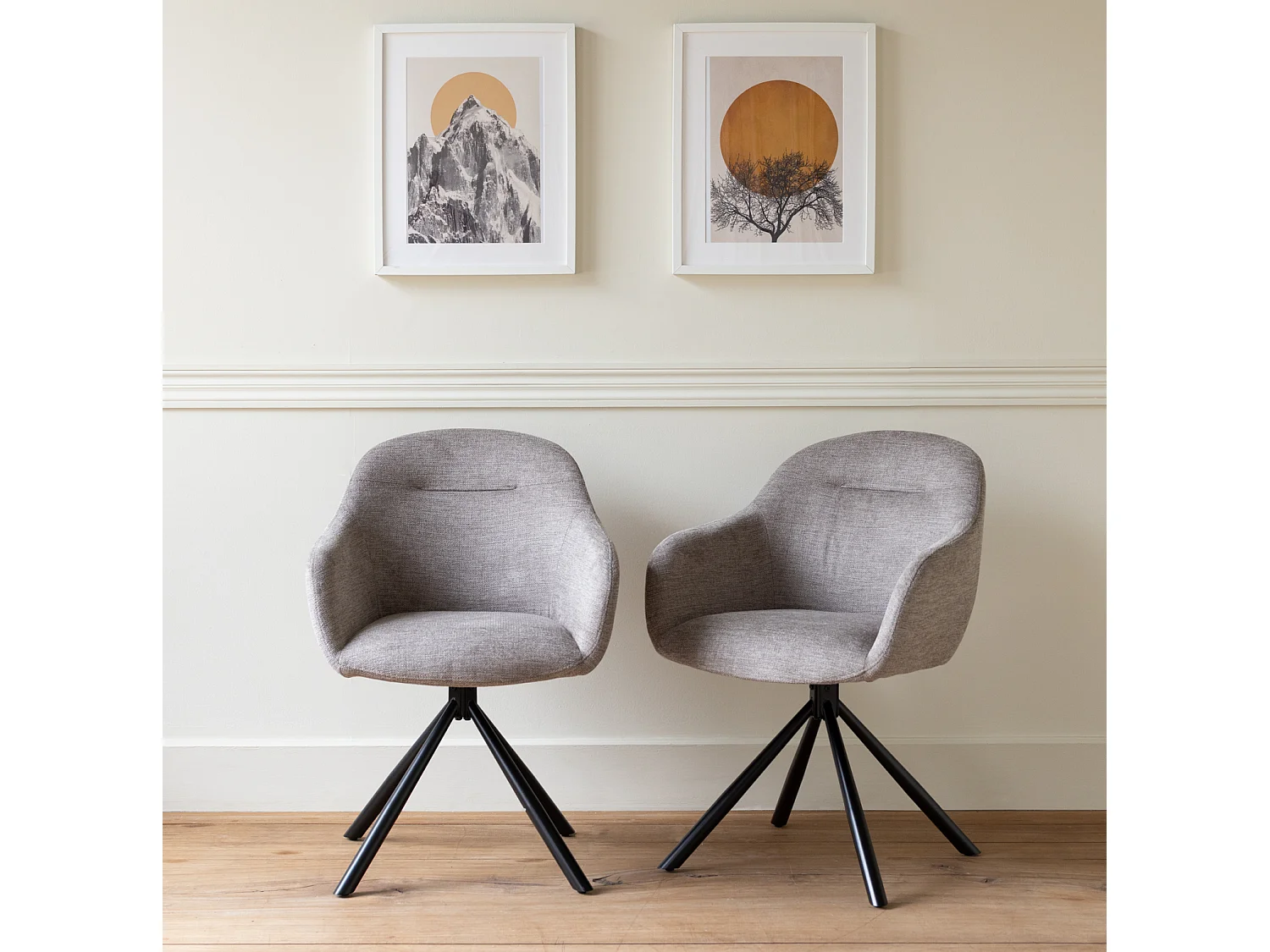 Lot de 2 chaises en tissu gris SAFFI - HAPPY GARDEN