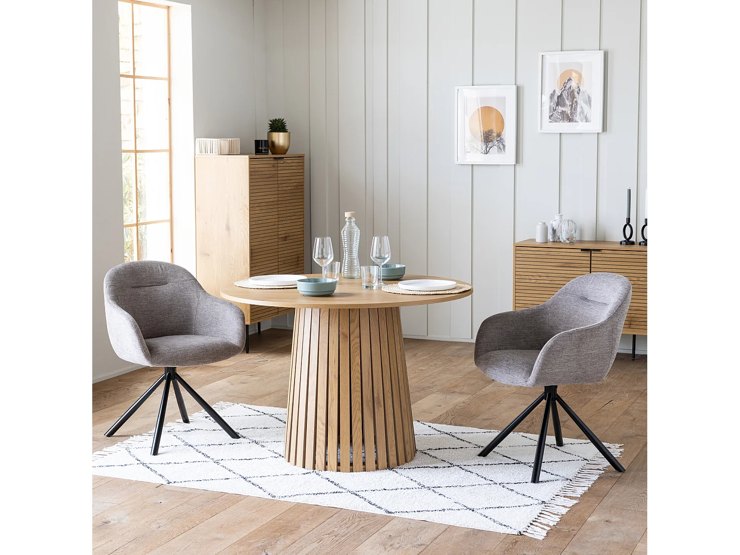 Set van 2 SAFFI grijze stoffen stoelen