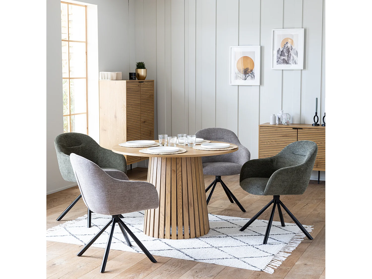Set van 2 SAFFI grijze stoffen stoelen
