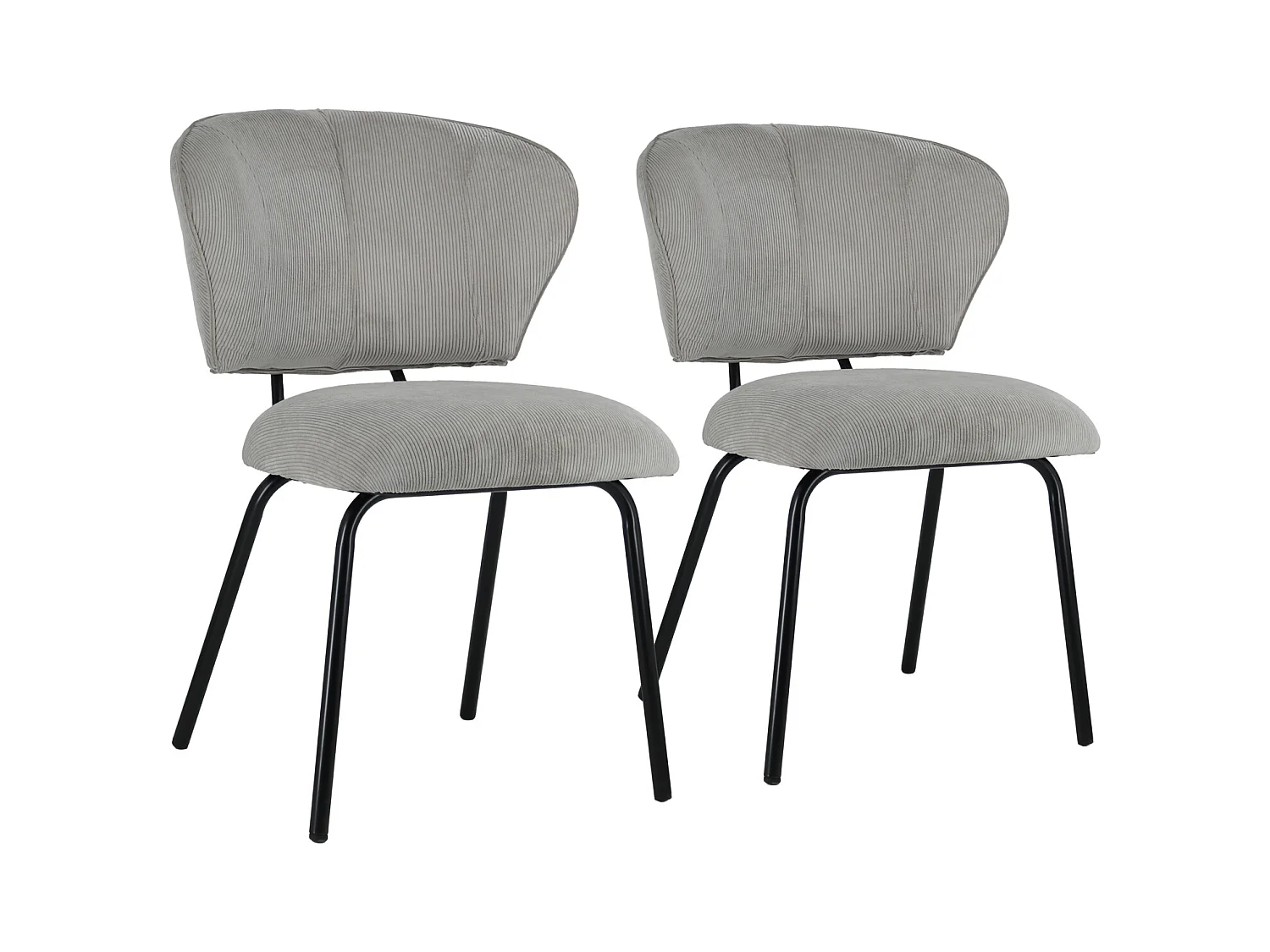 2er Set hellgrauen Cord-Stühlen NILSA