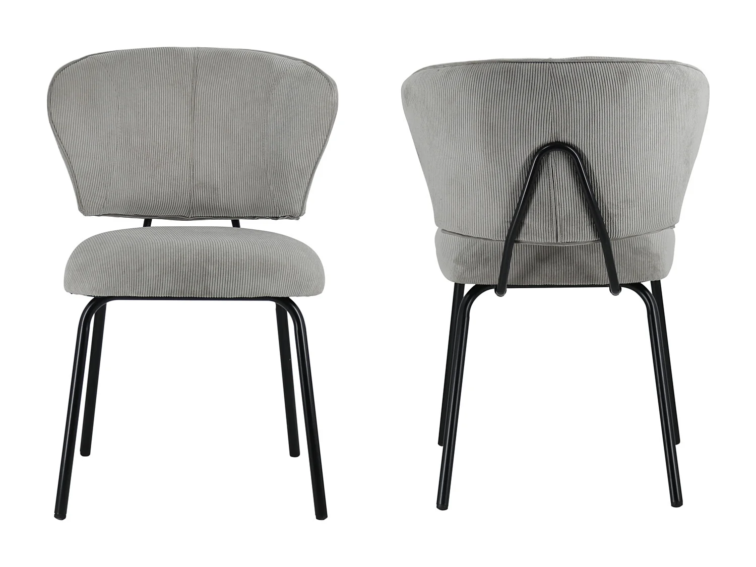 Conjunto de 2 cadeiras NILSA em bombazina cinzenta clara