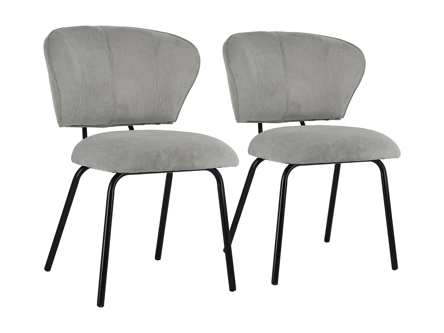 Lot de 2 chaises en velours côtelé gris clair NILSA - HAPPY GARDEN