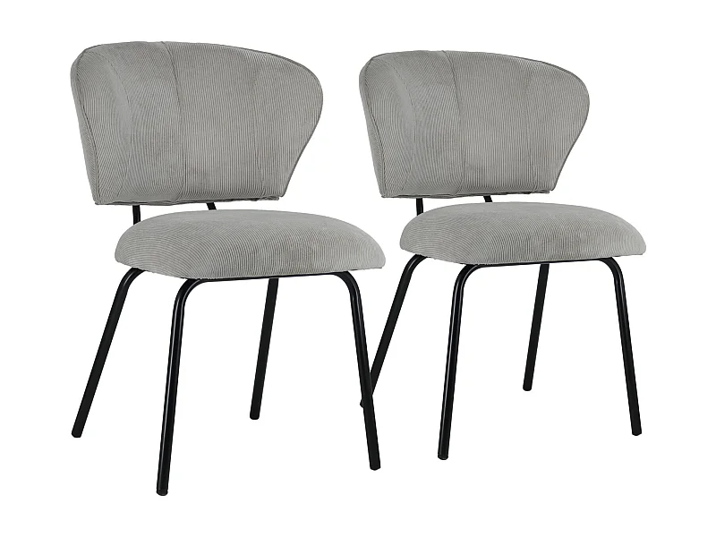 Set van 2 NILSA lichtgrijze corduroy stoelen