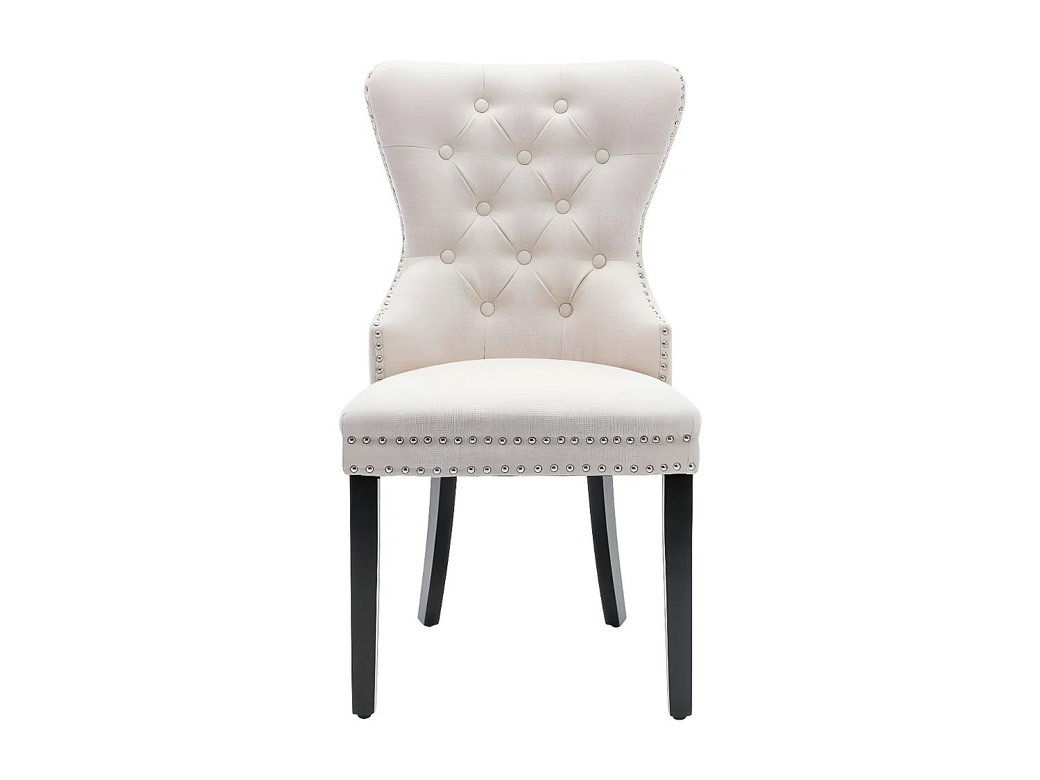 Lot de 2 Chaises scandinaves - tissu en lin - avec pieds en chêne - Beige