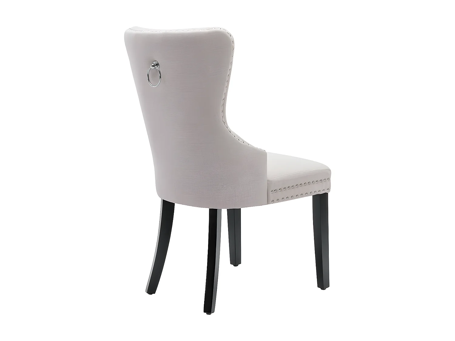 Lot de 2 Chaises scandinaves - tissu en lin - avec pieds en chêne - Beige